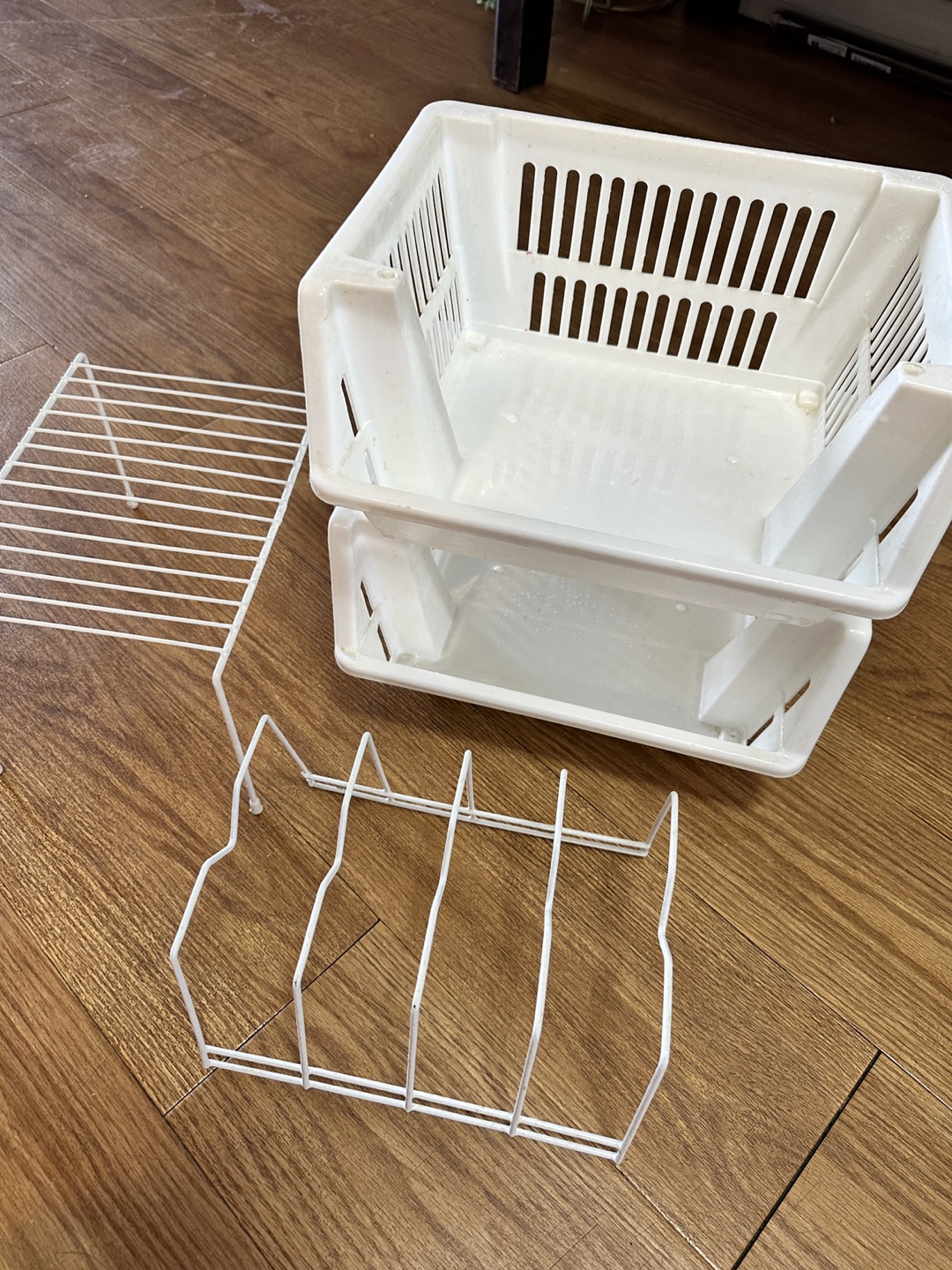 White Plastic Stackable Basket and Wire Organizers
