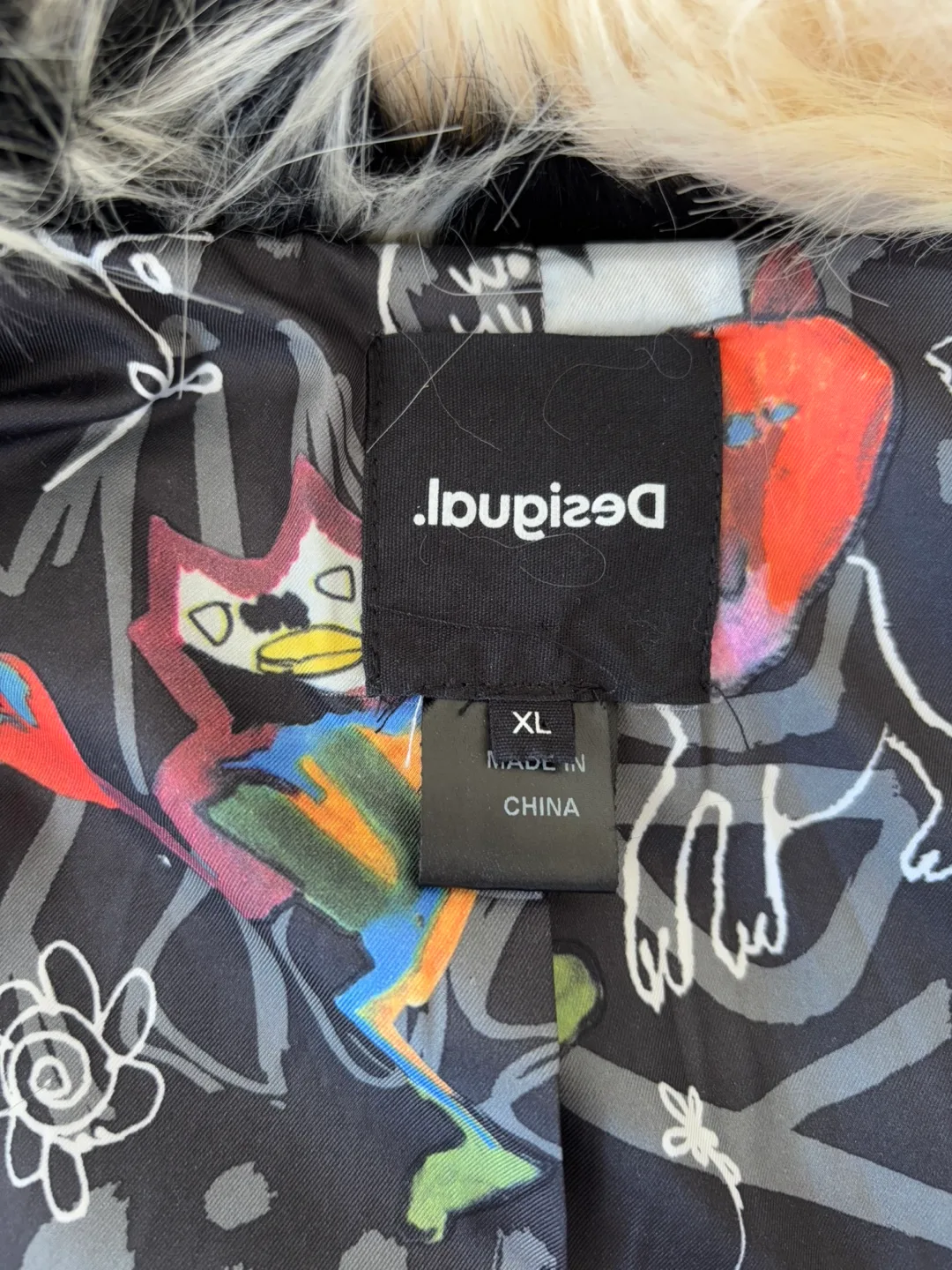 Desigual Zebra Print Faux Fur Jacket - Size XL image indicator(4)