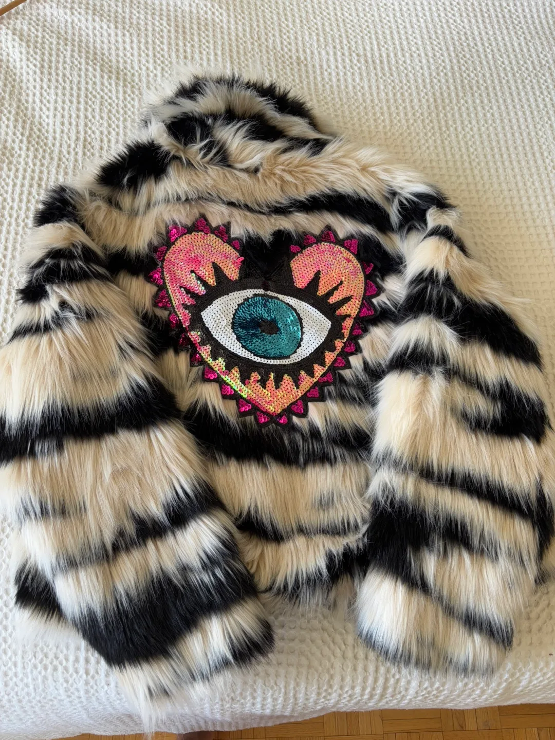 Desigual Zebra Print Faux Fur Jacket - Size XL image indicator(2)