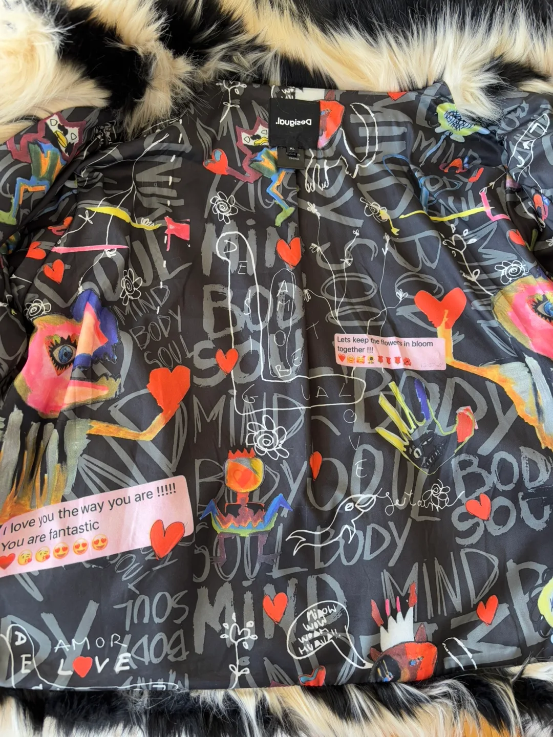 Desigual Zebra Print Faux Fur Jacket - Size XL image indicator(6)