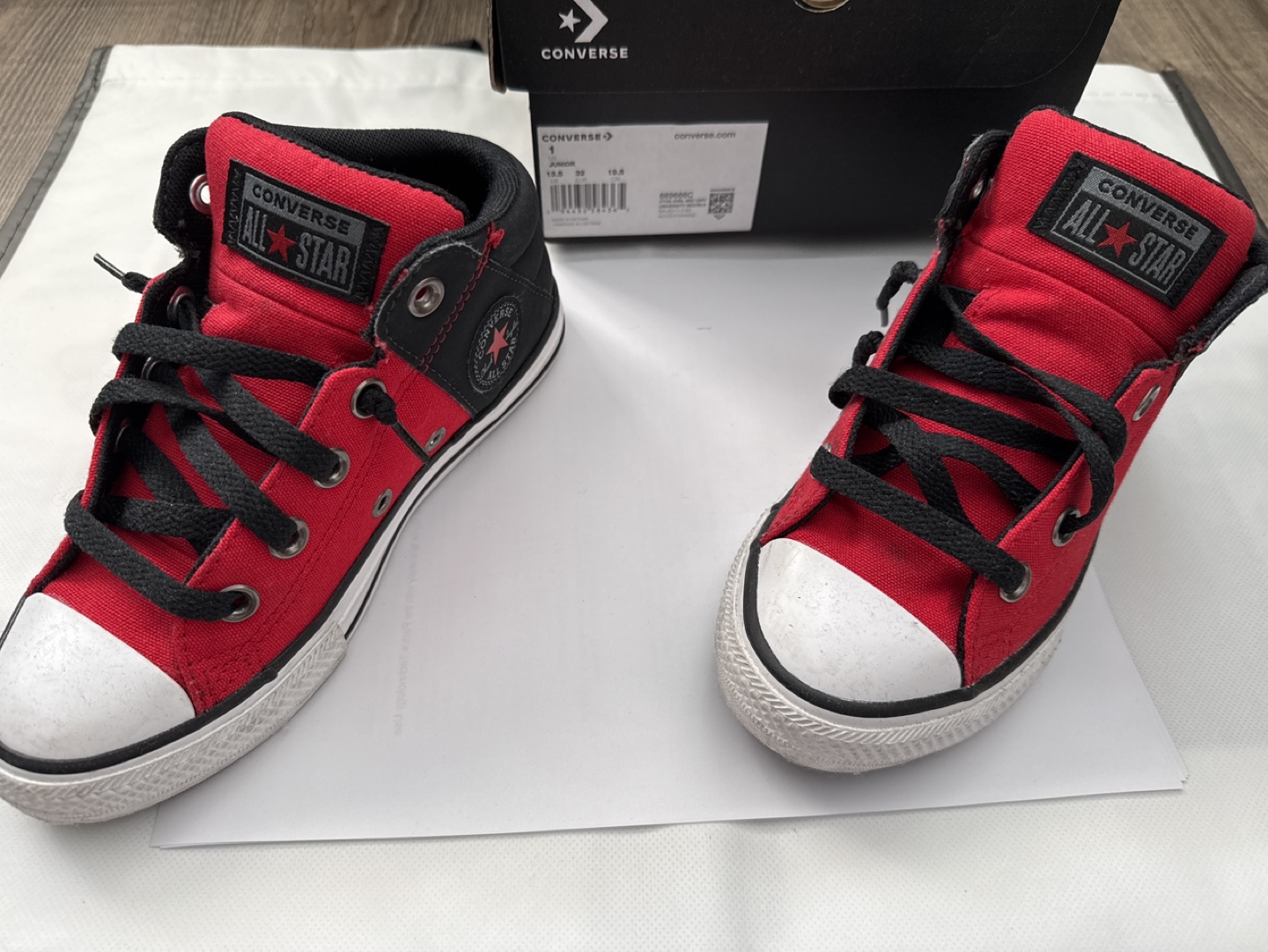 Converse Kids' Red and Black High-Top Sneakers - Size 1 - photo 2