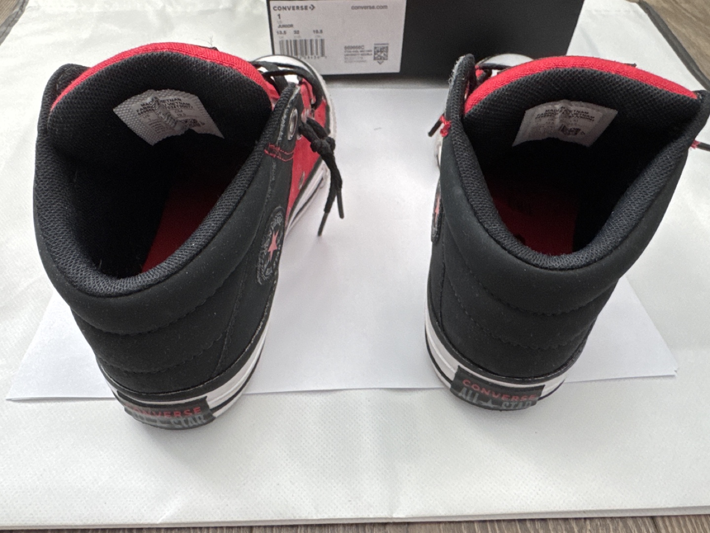 Converse Kids' Red and Black High-Top Sneakers - Size 1 - photo 3