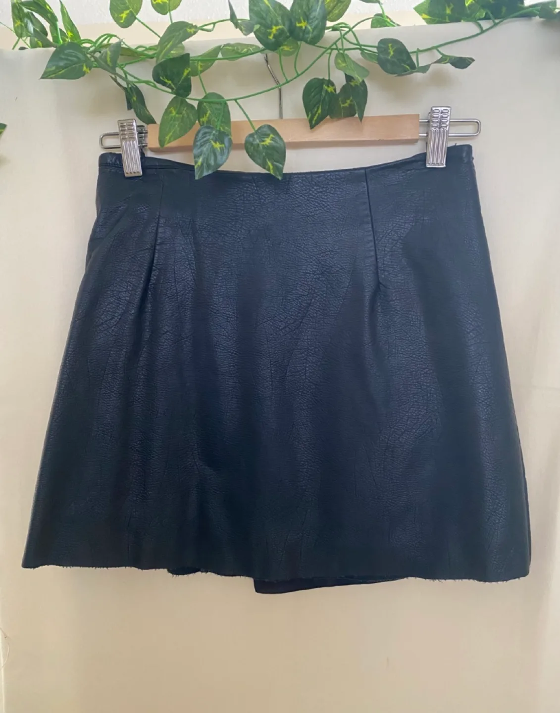 Black Faux Leather Mini Kilt Style Skirt image indicator(2)