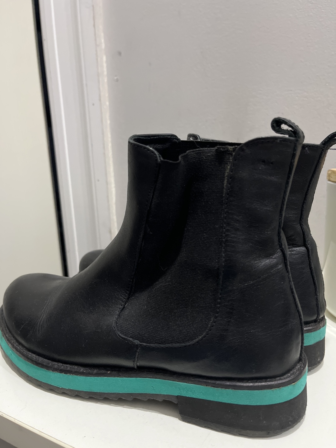 Black Chelsea Boots - Imported frm Argentina Teal Trim - photo 3
