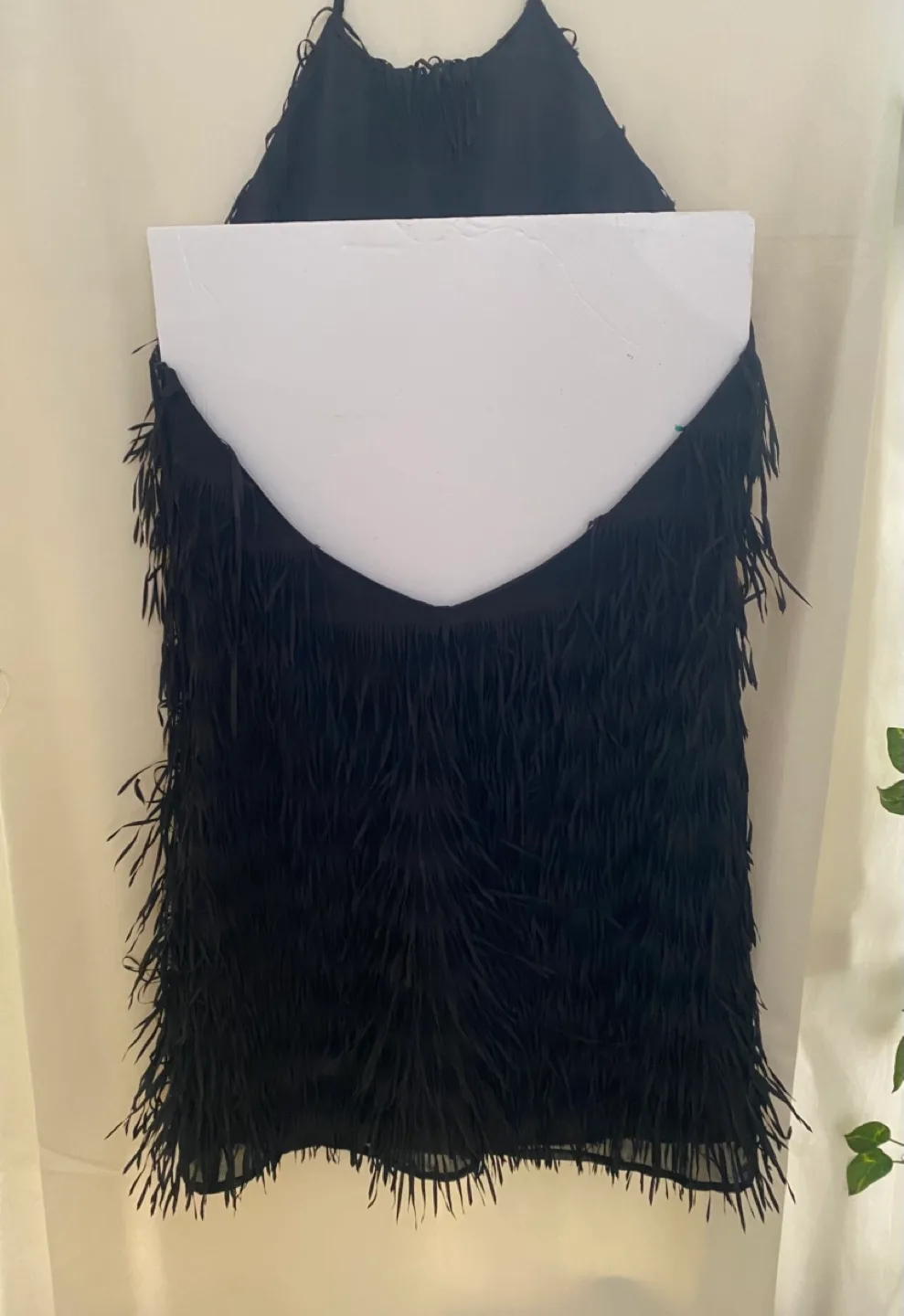 Black Fringe Halter Mini Dress image indicator(3)