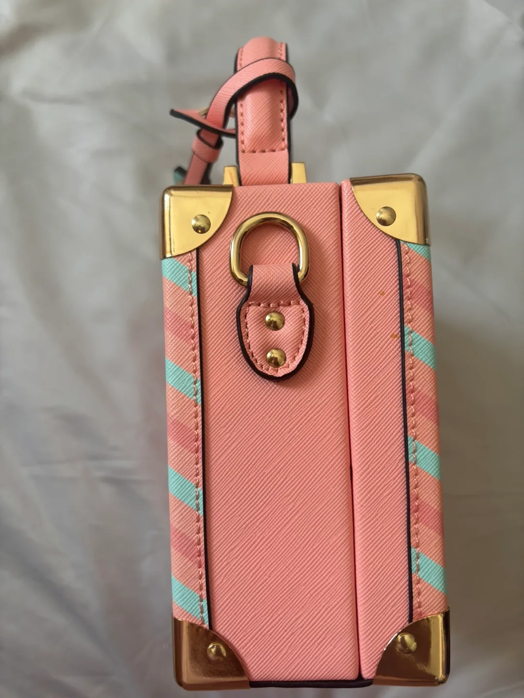 Aldo Pink Striped Box Handbag image indicator(2)