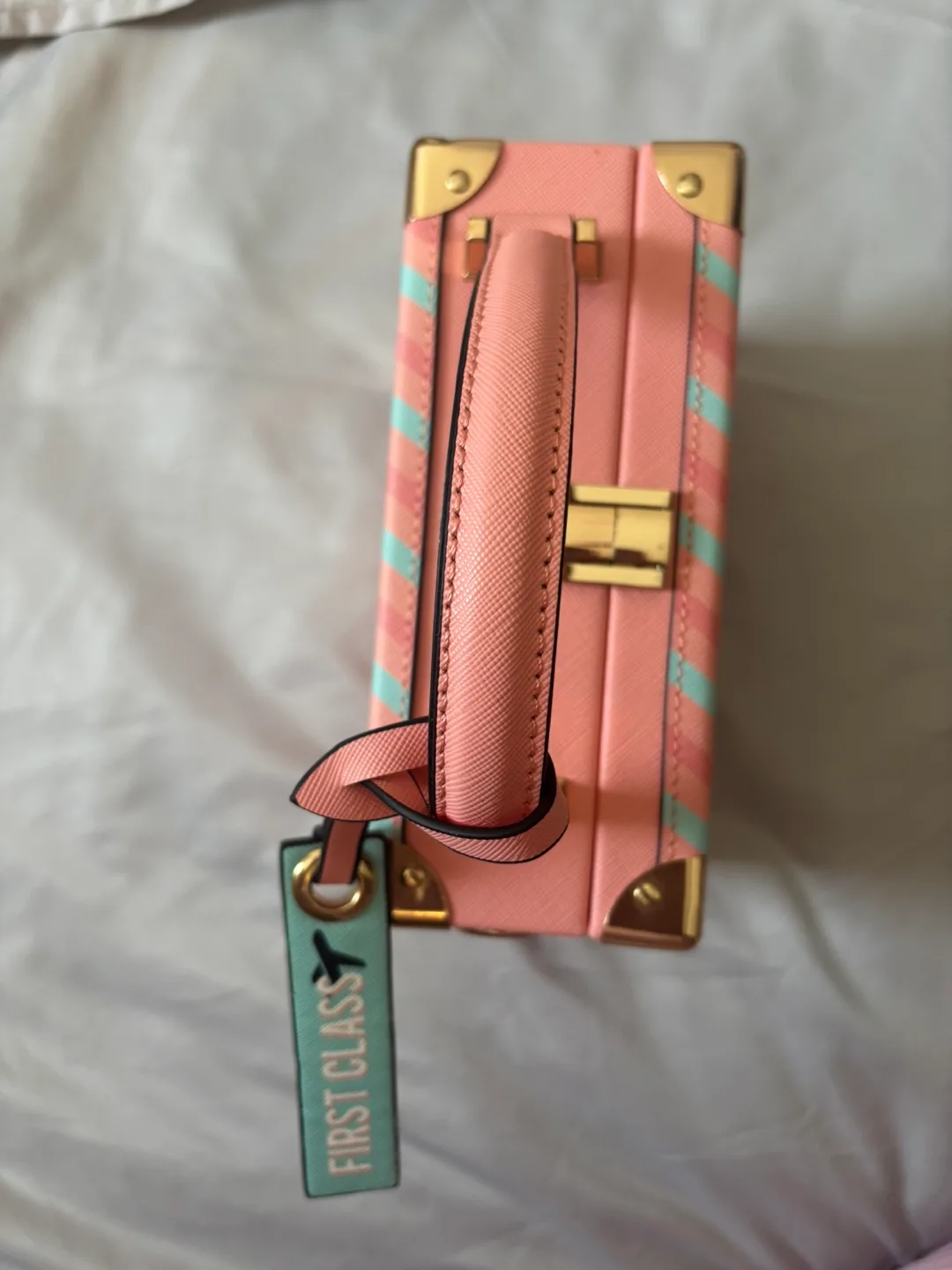 Aldo Pink Striped Box Handbag image indicator(4)