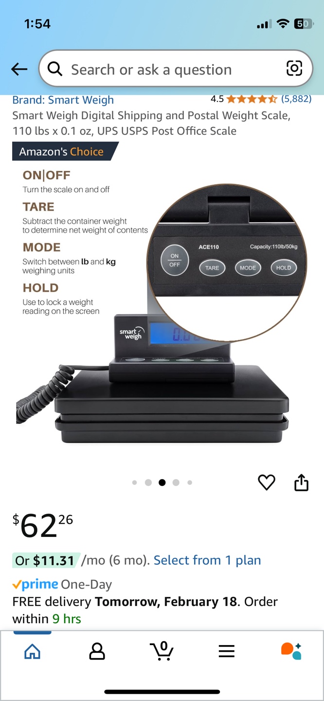 Smart Weigh ACE110 Digital Postal Scale - 110lb/50kg Capacity - photo 5