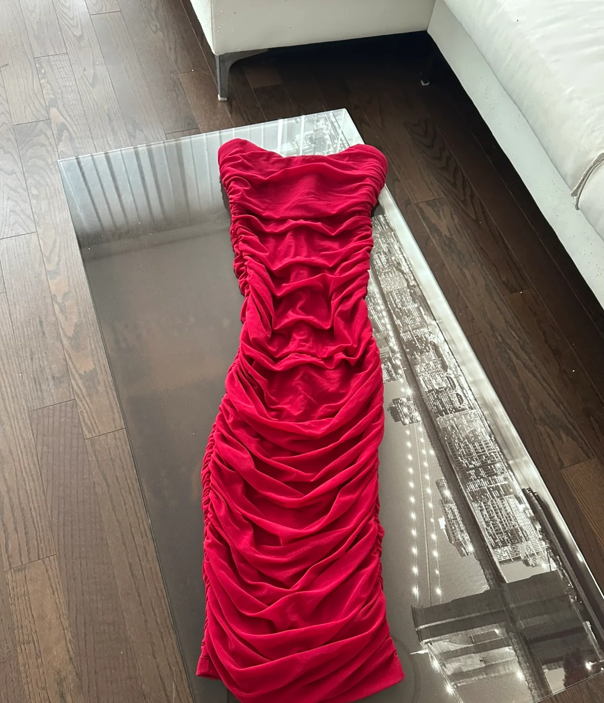 Stunning Red Ruched Midi Dress small image indicator(2)