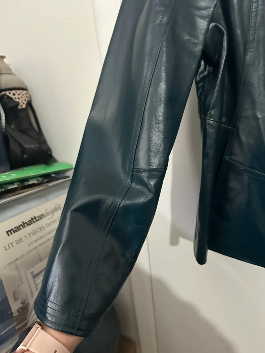 Guillaume Women's Dark Teal Leather Jacket image indicator(5)