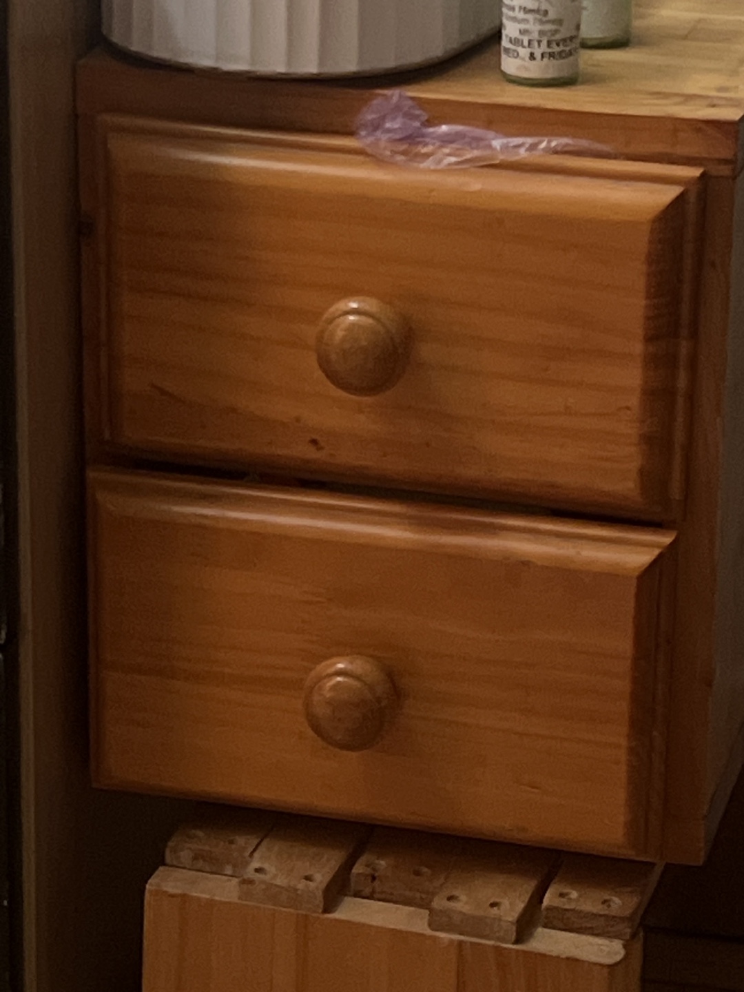Two-Drawer Wooden Nightstand small