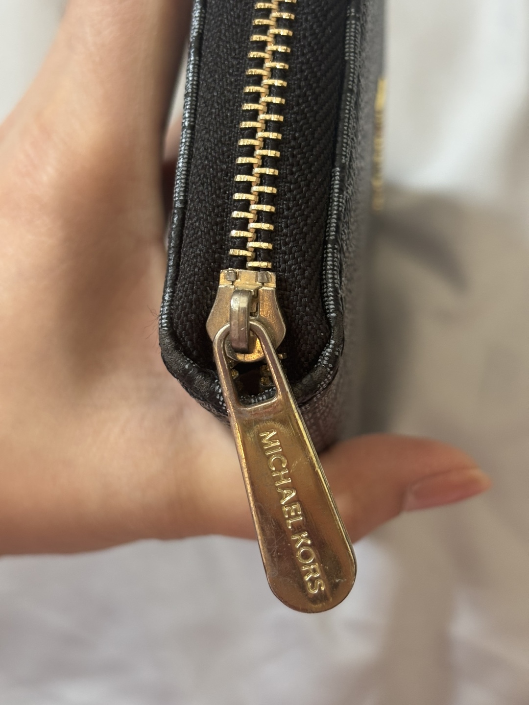 Michael Kors Black and Grey Signature Zip-Around Wallet - photo 3