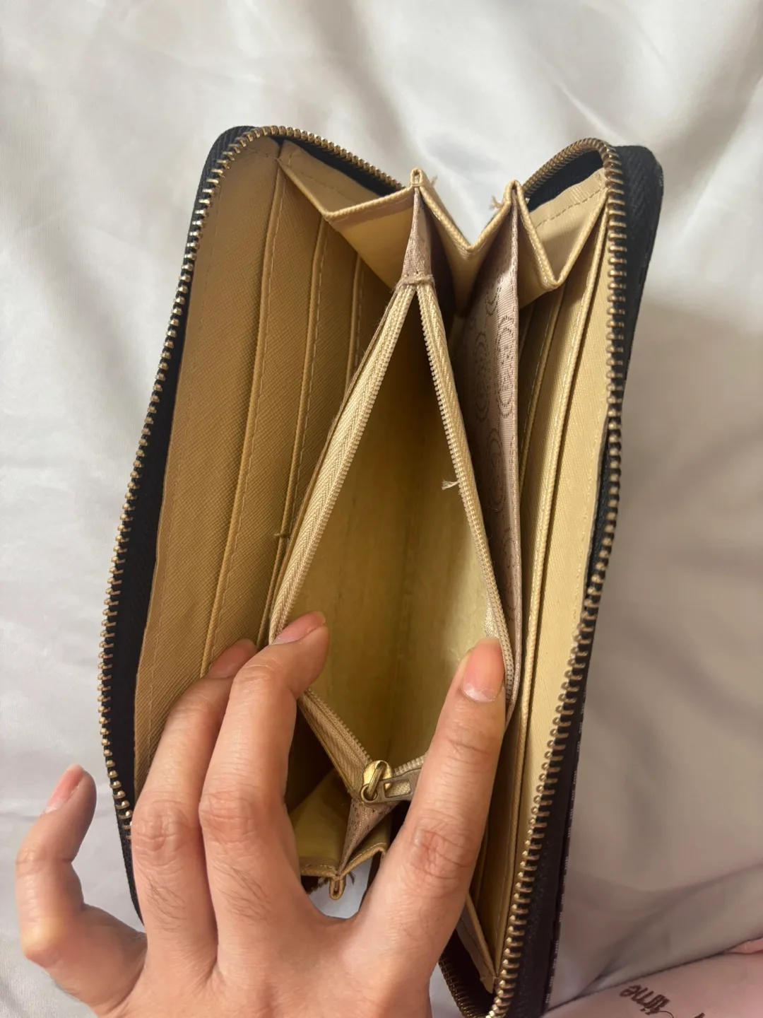 Michael Kors Black and Grey Signature Zip-Around Wallet image indicator(5)