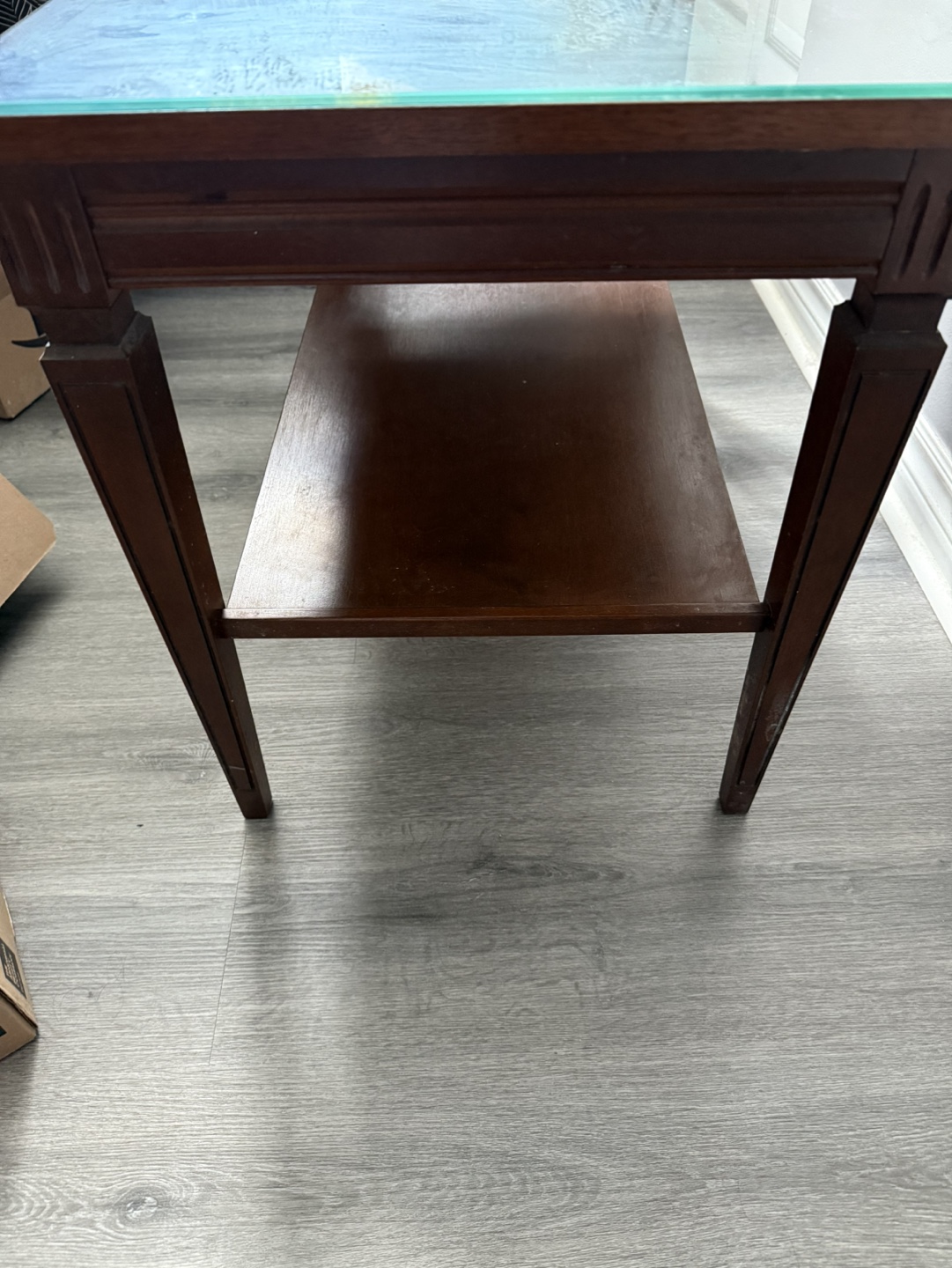 Wooden side table with glass top - photo 2
