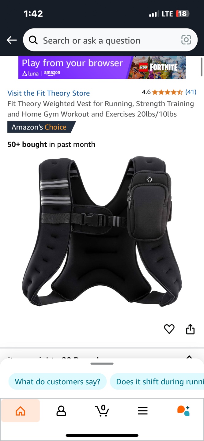 New in box Fit Theory Weighted Vest 20lbs/10lbs