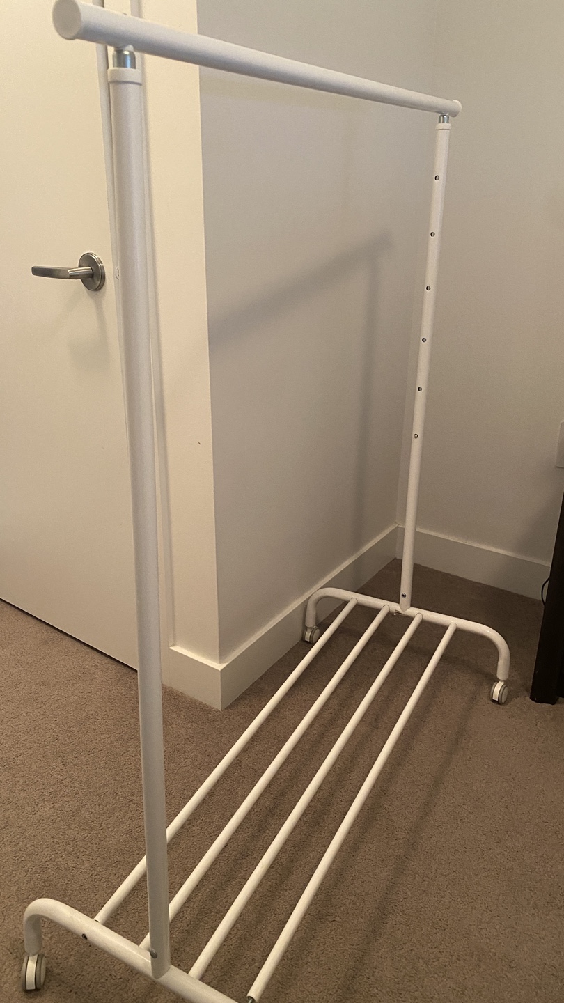 IKEA White Clothing Rack with Wheels - photo 3