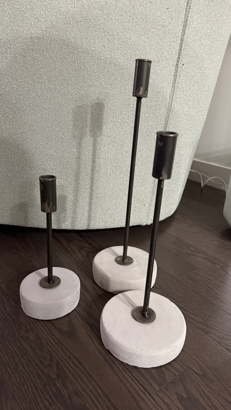 Set of Three Modern Concrete Candle Holders