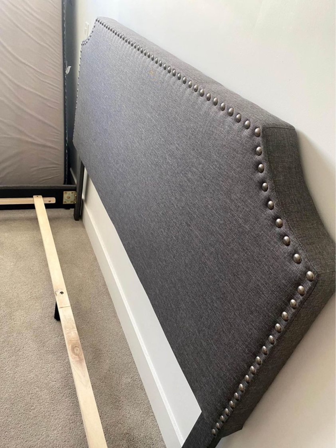 Queen-size upholstered bed frame with headboard - photo 3