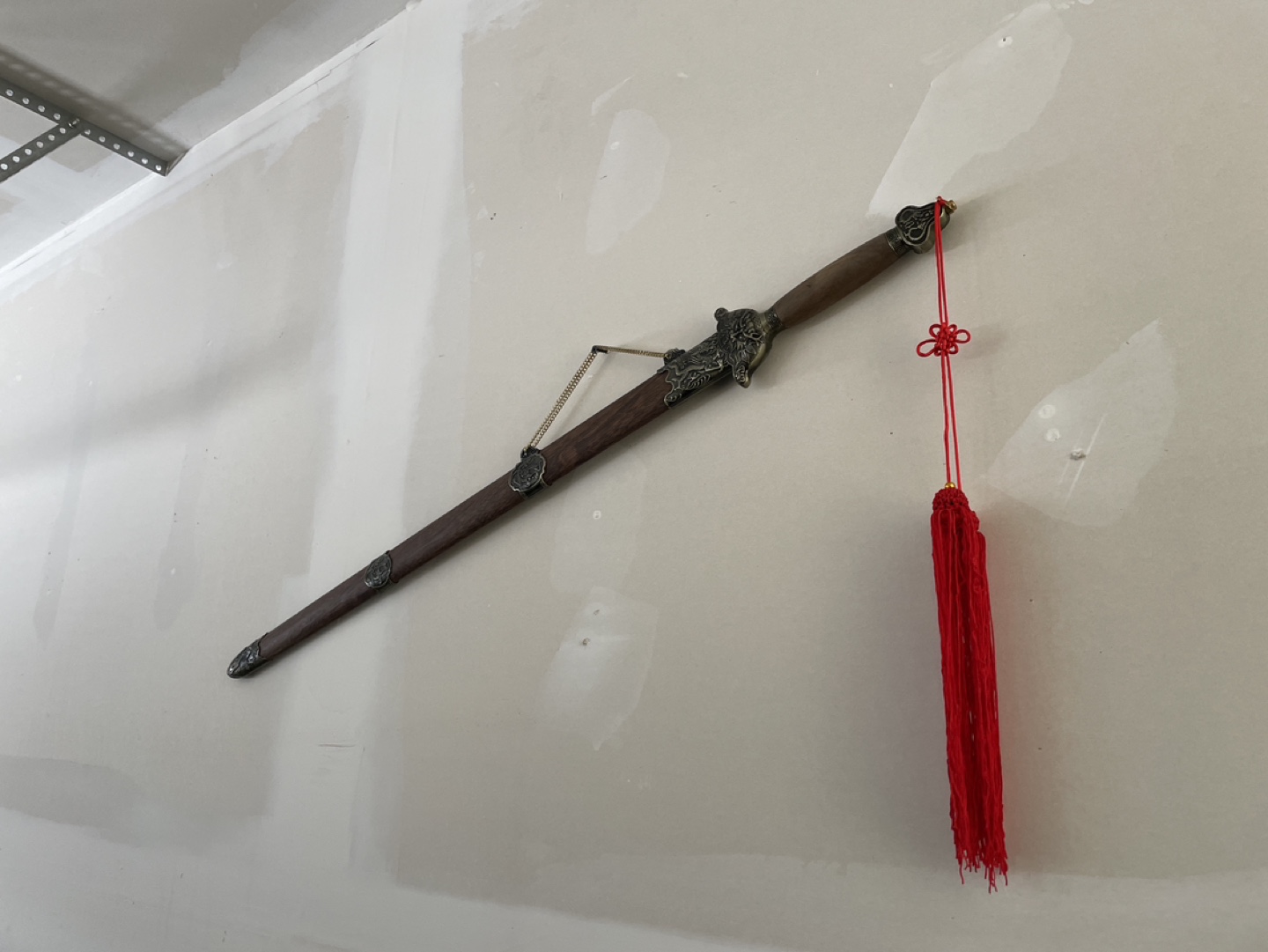 Ornate Chinese Jian Sword with Red Tassel