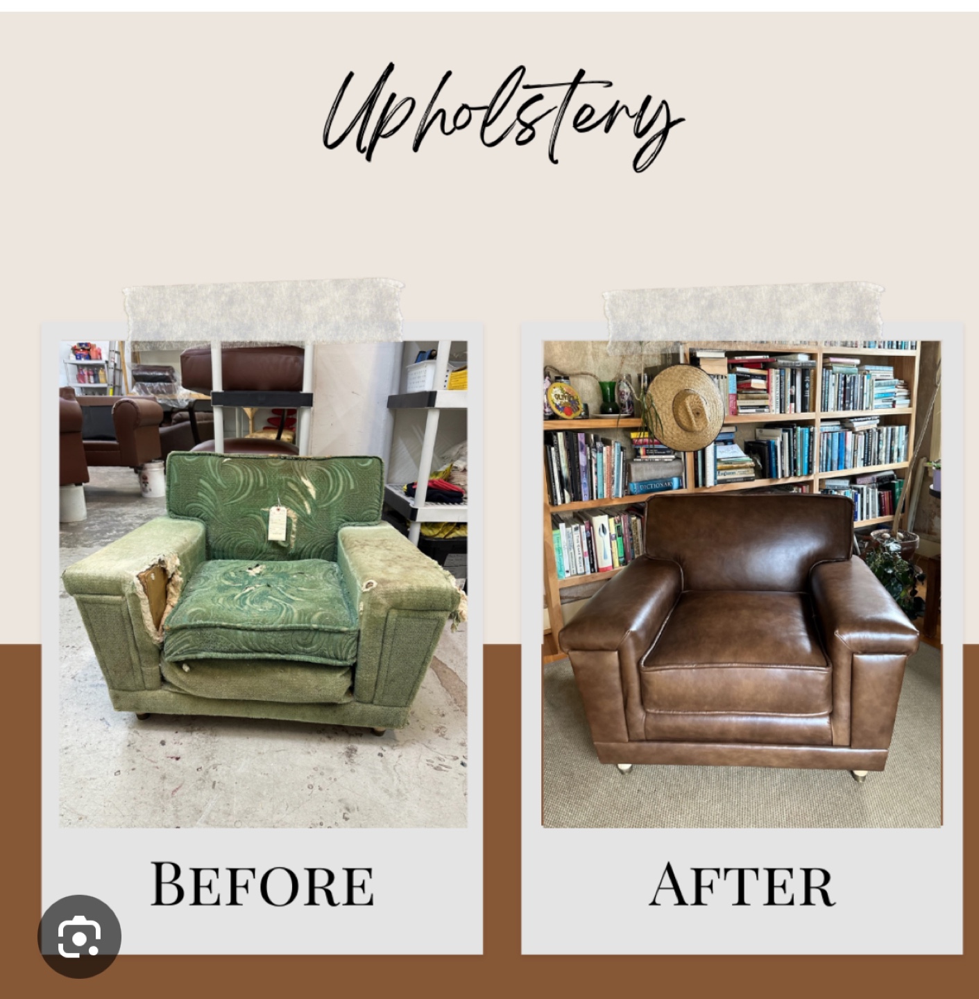 Reupholstery shop repair refinishing