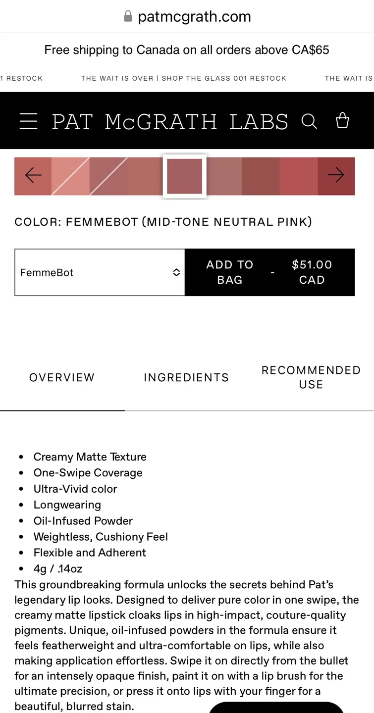 Pat McGrath Labs MatteTrance Lipstick in Femmebot image indicator(6)