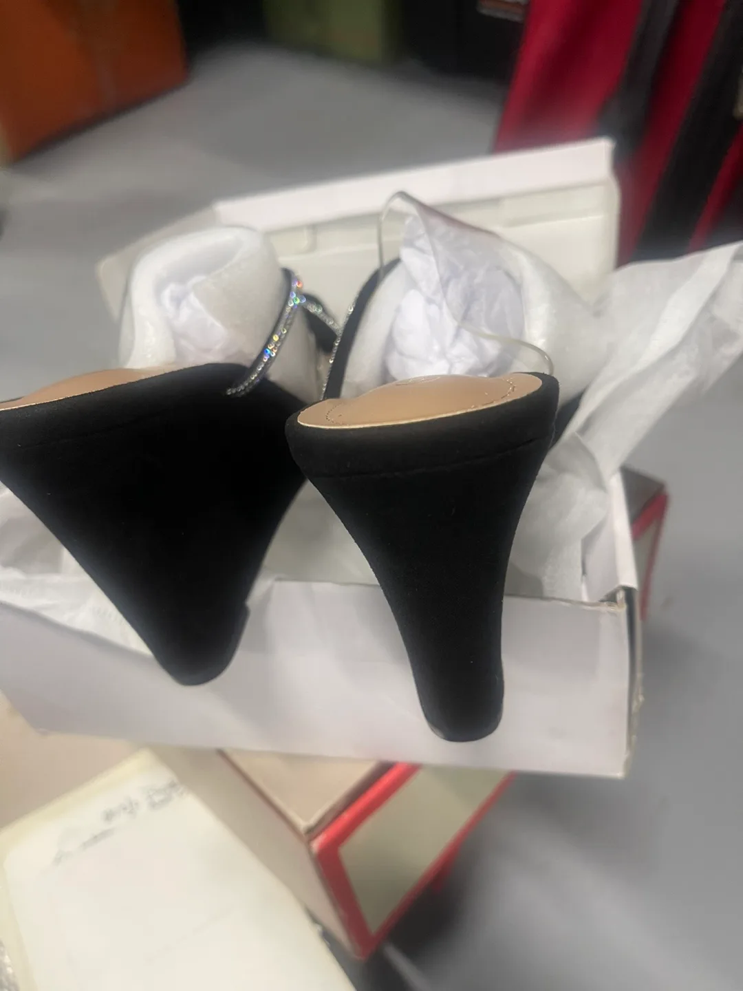 Dream Pairs Black Rhinestone Wedge Sandals image indicator(2)