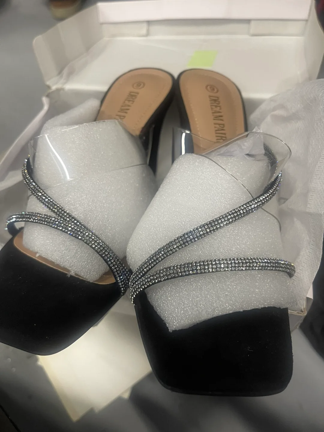 Dream Pairs Black Rhinestone Wedge Sandals image indicator(4)