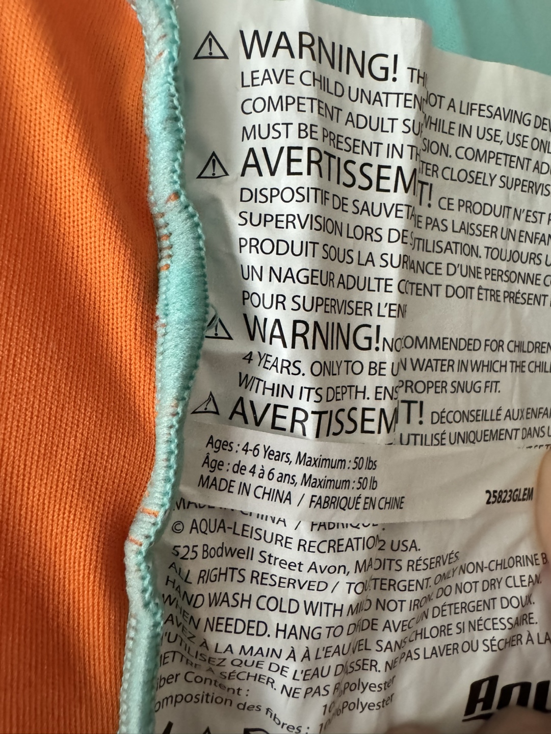 Aqua Swim School Kids Life Jacket Size 4-6 Years - photo 5