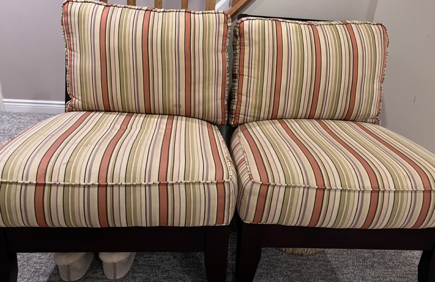 Pair of Striped Armchairs