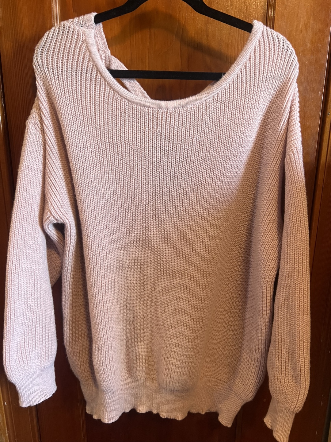 Dusty Rose Knit Sweater with Open Back Detail