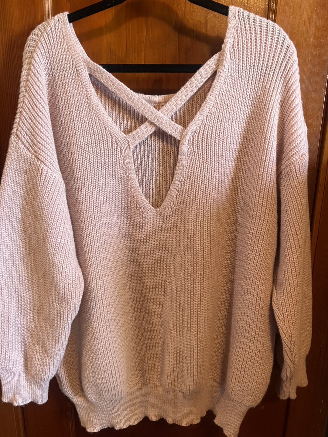 Dusty Rose Knit Sweater with Open Back Detail - photo 2