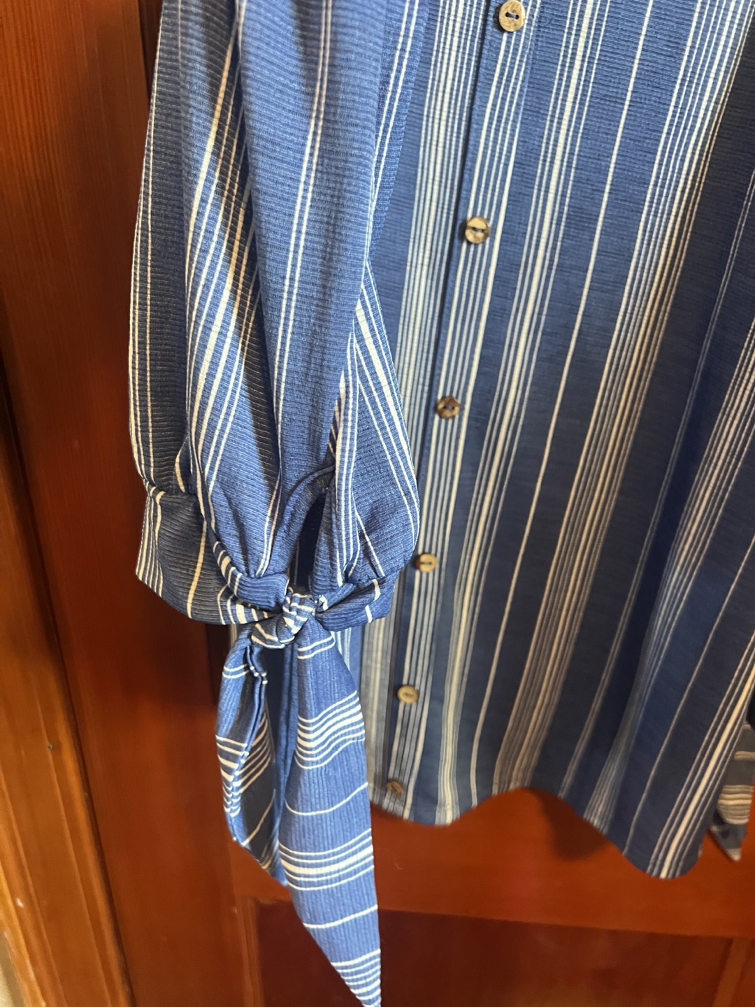 Women's Blue and White Striped Off-the-Shoulder Blouse - photo 2