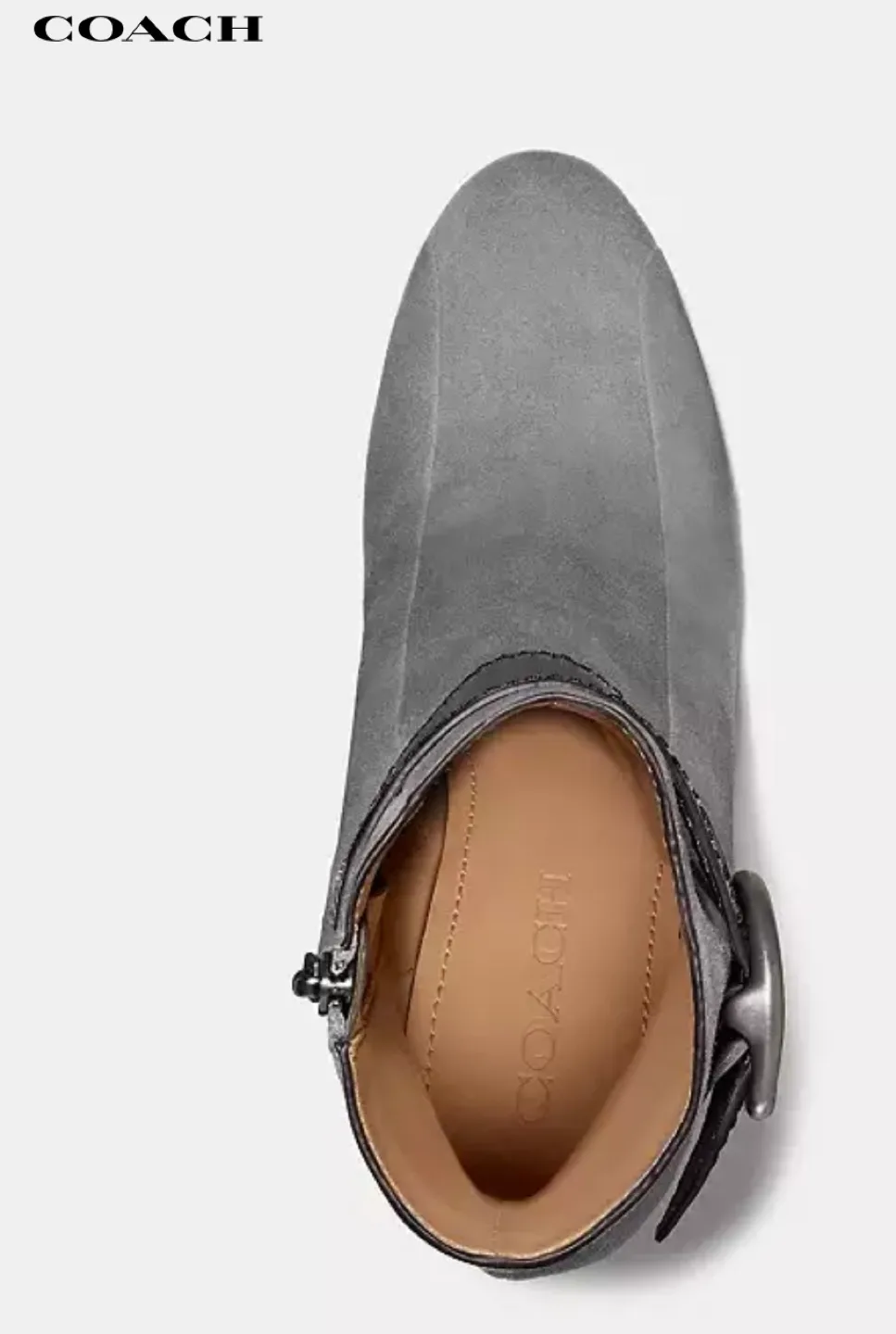 Coach Dara Bootie Grey Suede Buckle zip up New Ankle Boots image indicator(2)