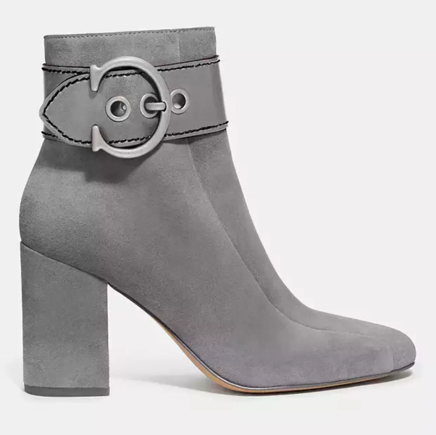 Coach Dara Bootie Grey Suede Buckle zip up New Ankle Boots image indicator(4)