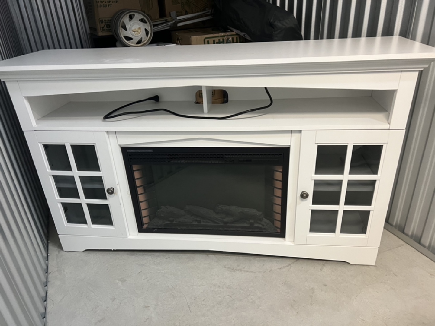 White Electric Fireplace TV Stand
