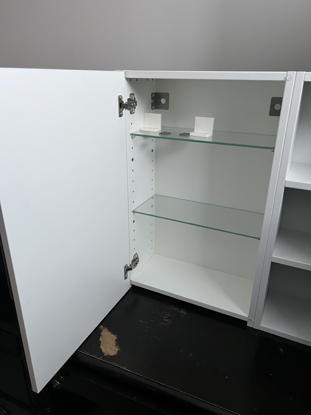 White Bathroom Mirror Cabinet with Shelves - photo 2