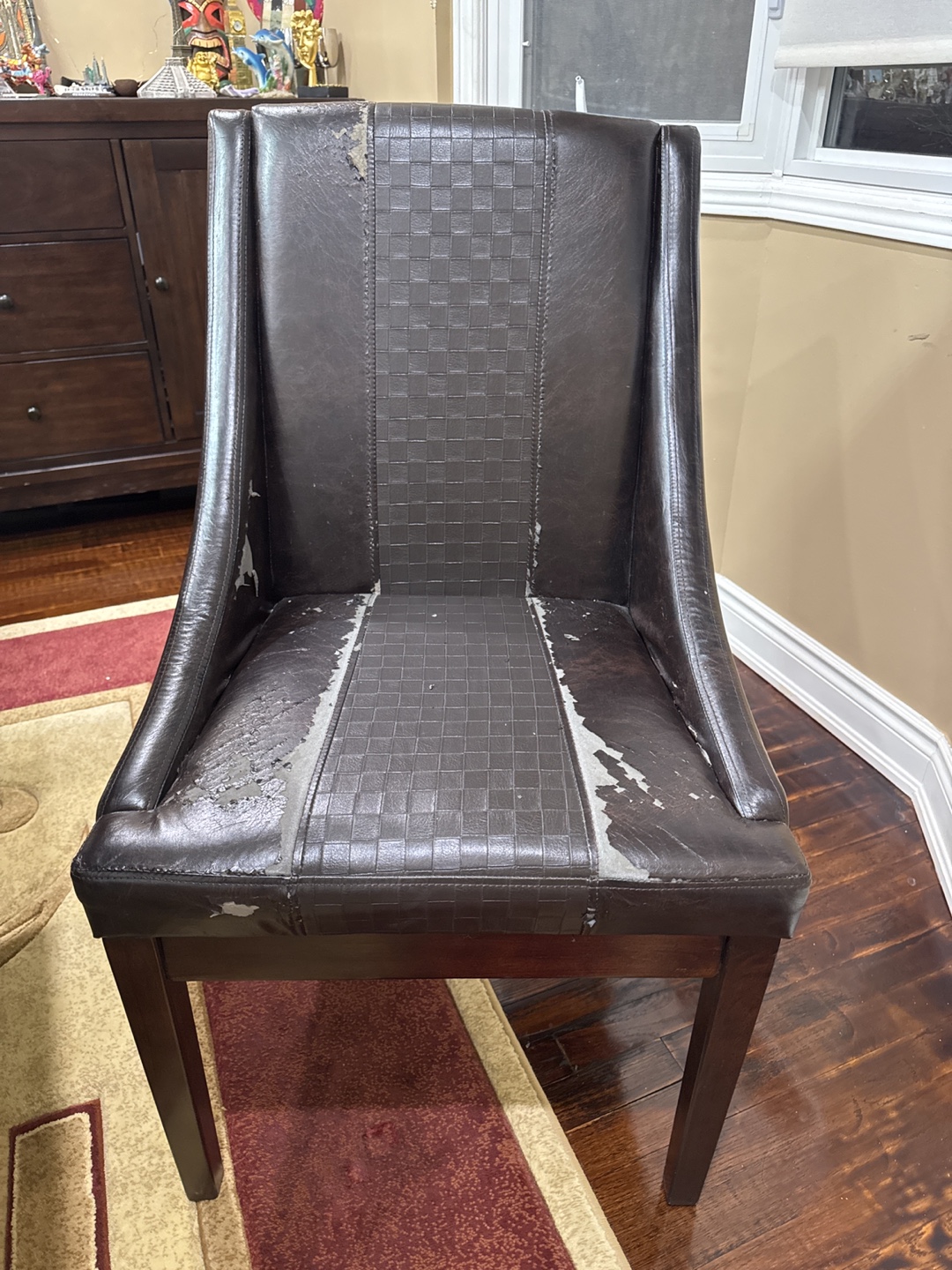 10 Dining Chairs - Dark Brown Leatherette