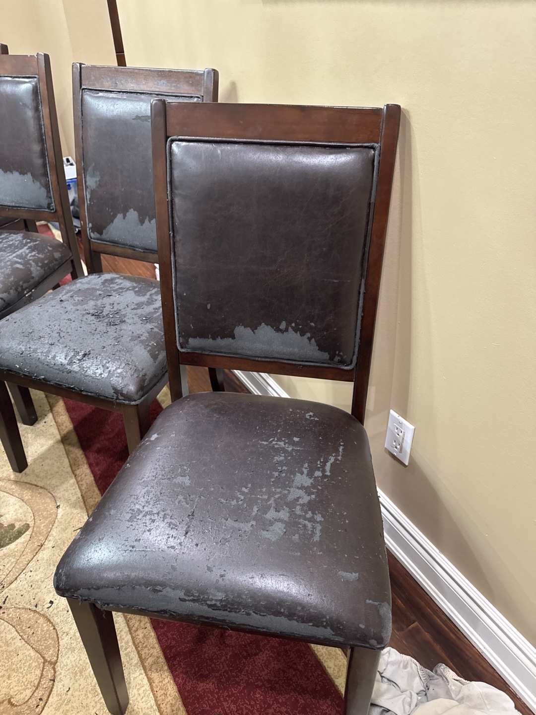 10 Dining Chairs - Dark Brown Leatherette - photo 2