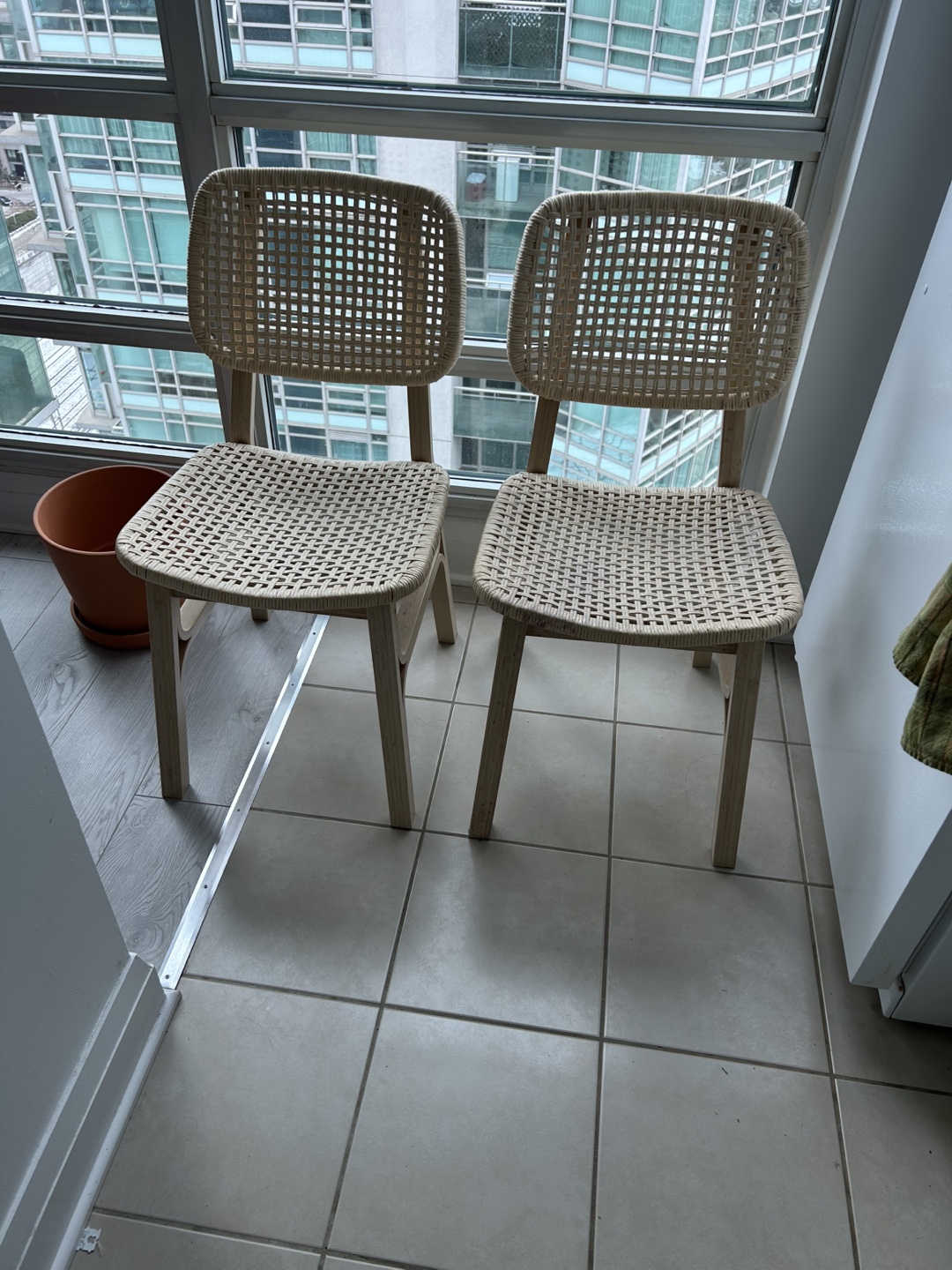 Pair of Woven Rattan Dining Chairs