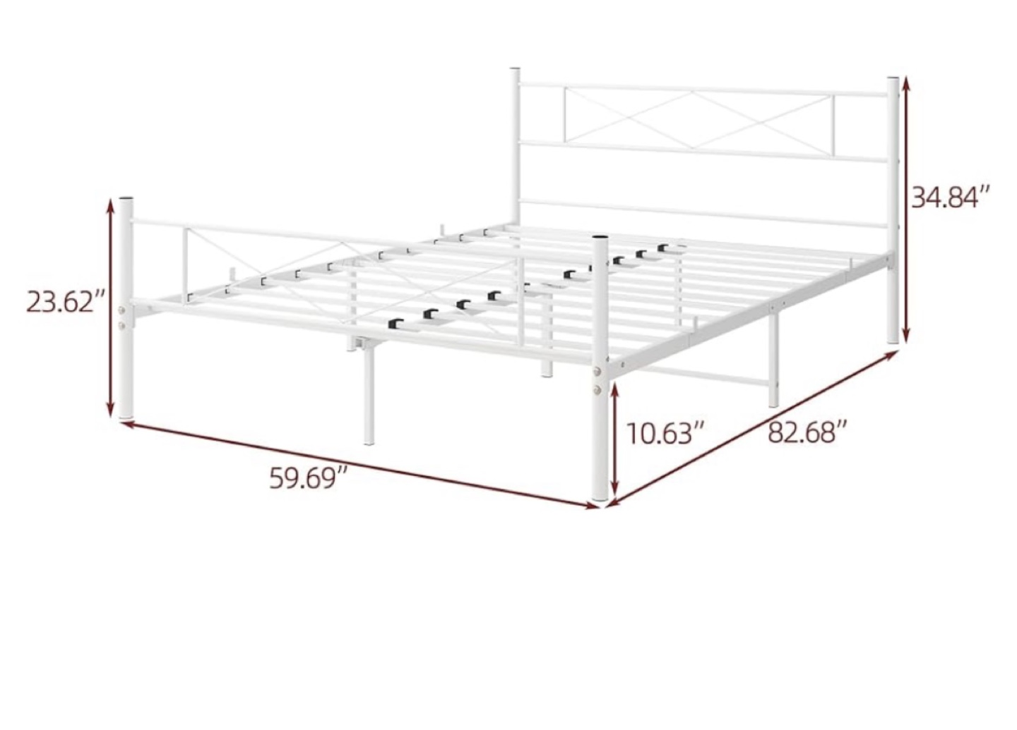 White Metal Queen Bed Frame - photo 3