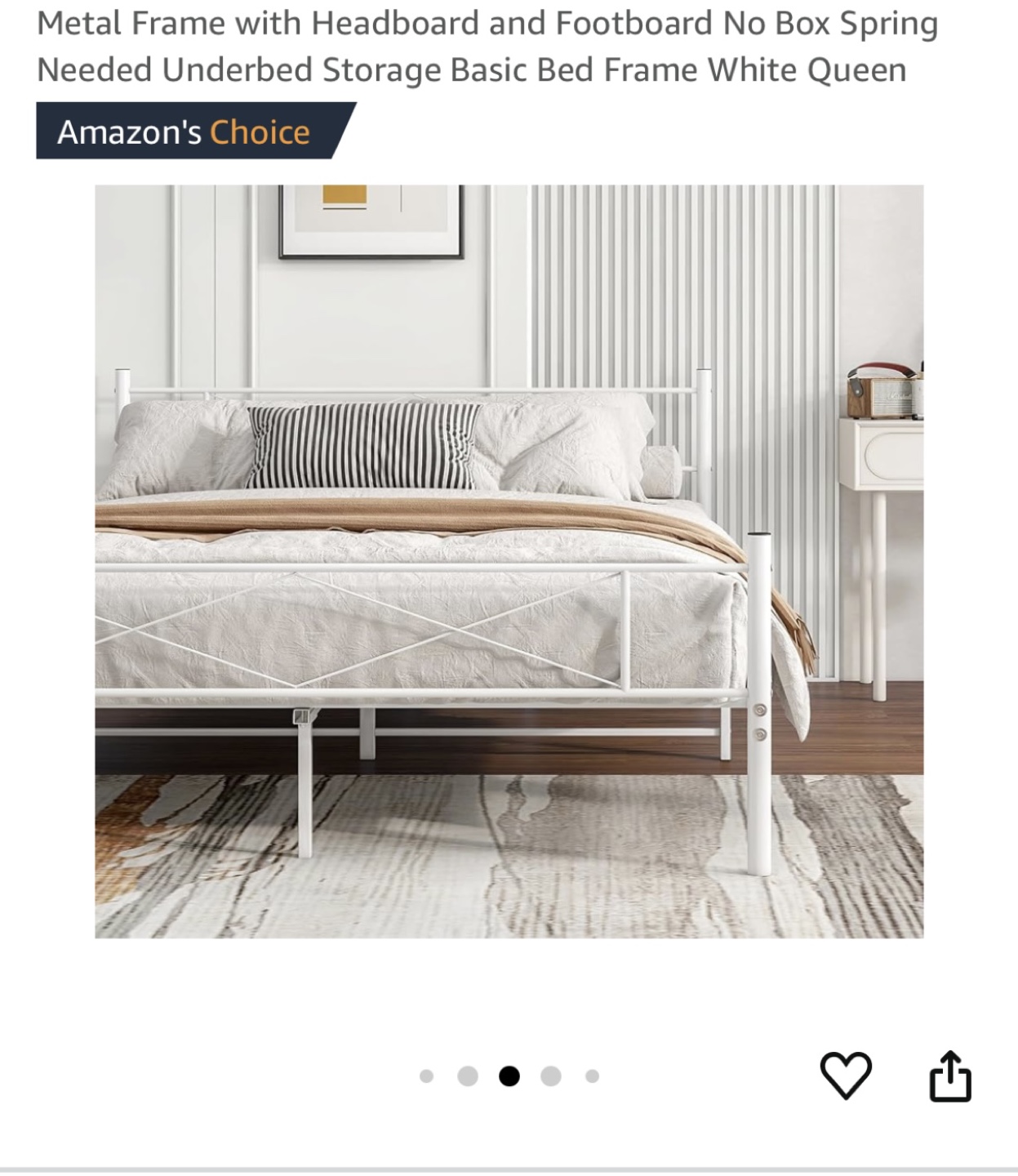 White Metal Queen Bed Frame - photo 4