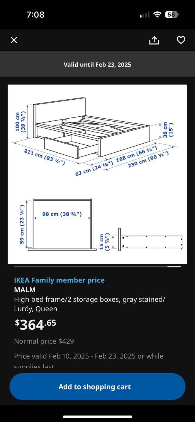 IKEA MALM queen Grey Bed Frame with Drawers - photo 4