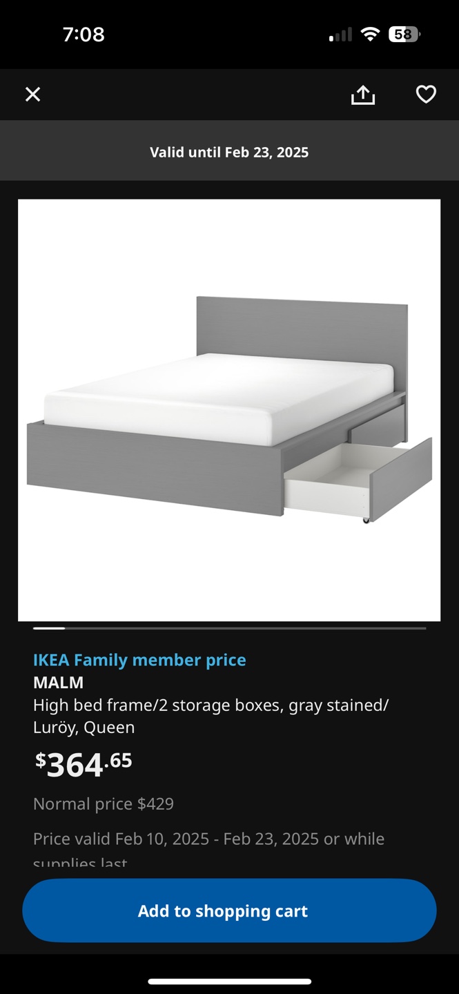 IKEA MALM queen Grey Bed Frame with Drawers - photo 3