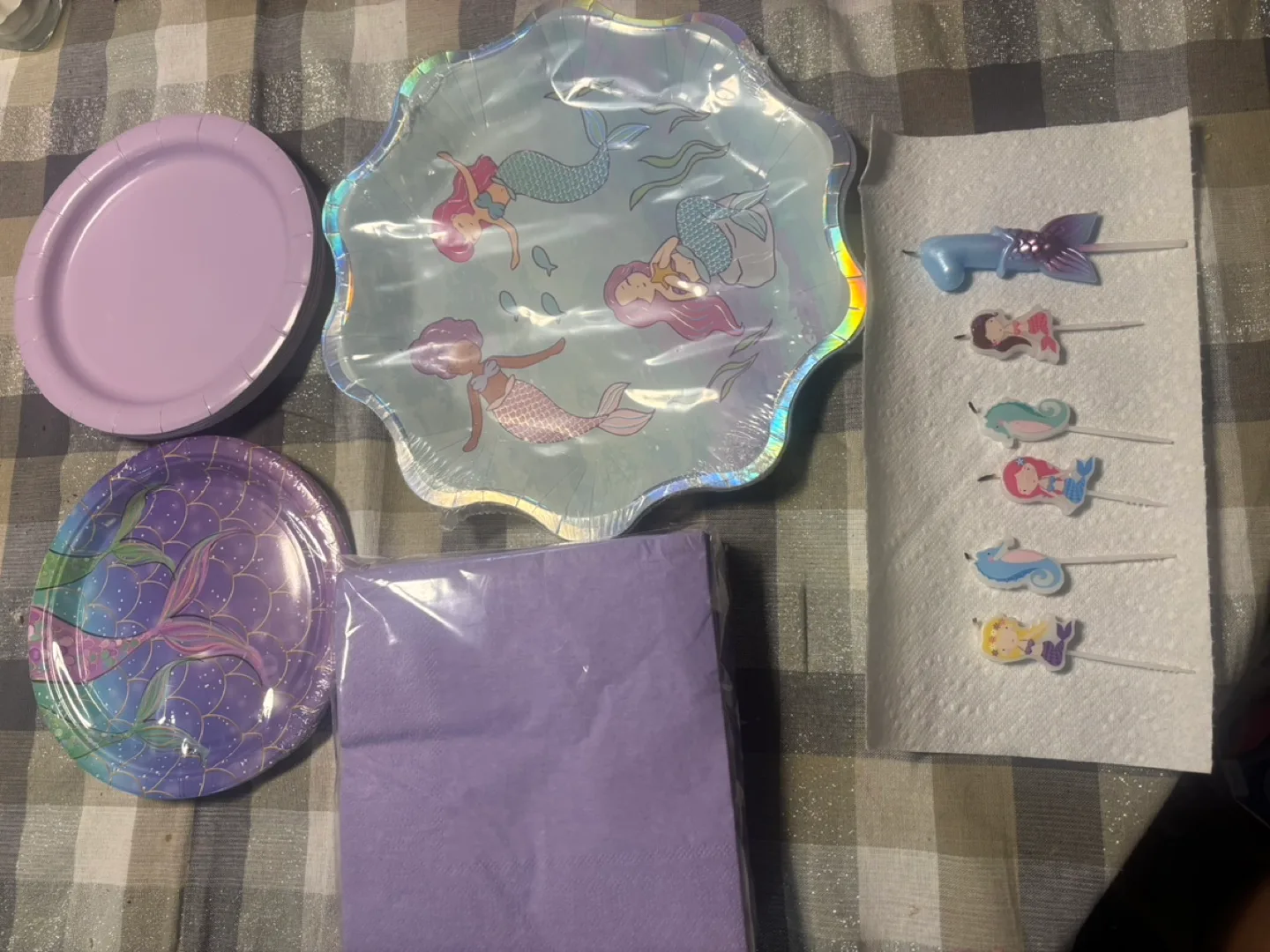 Mermaid Party Supplies, plates, napkins and candles thumbnail
