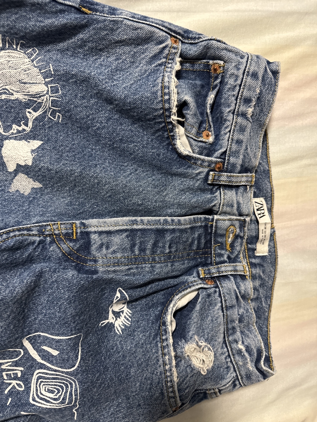 Custom Designed Distressed Denim Jeans
