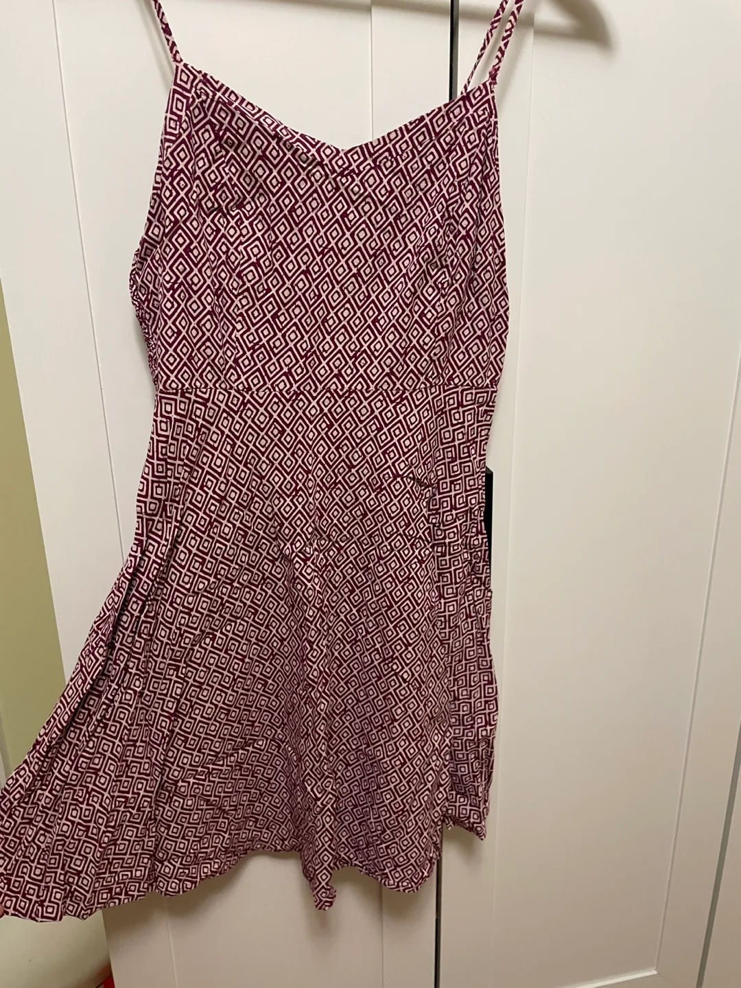 Old Navy Burgundy and White Geometric Print Sundress thumbnail