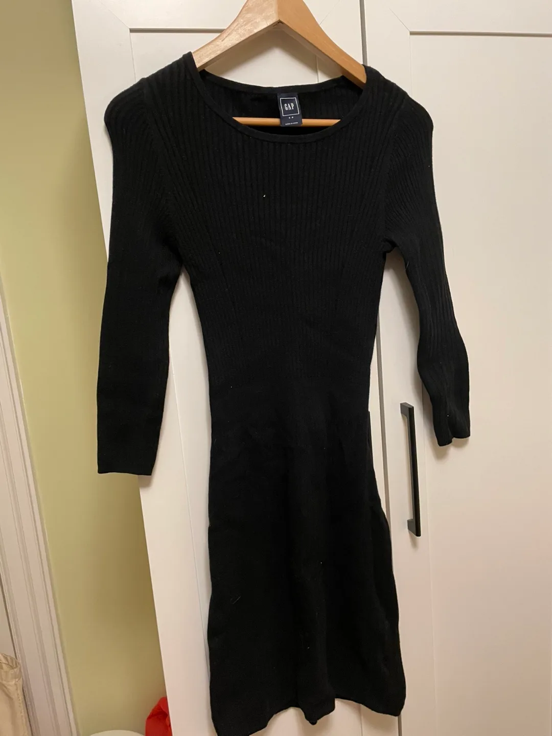 GAP black ribbed knit sweater dress thumbnail