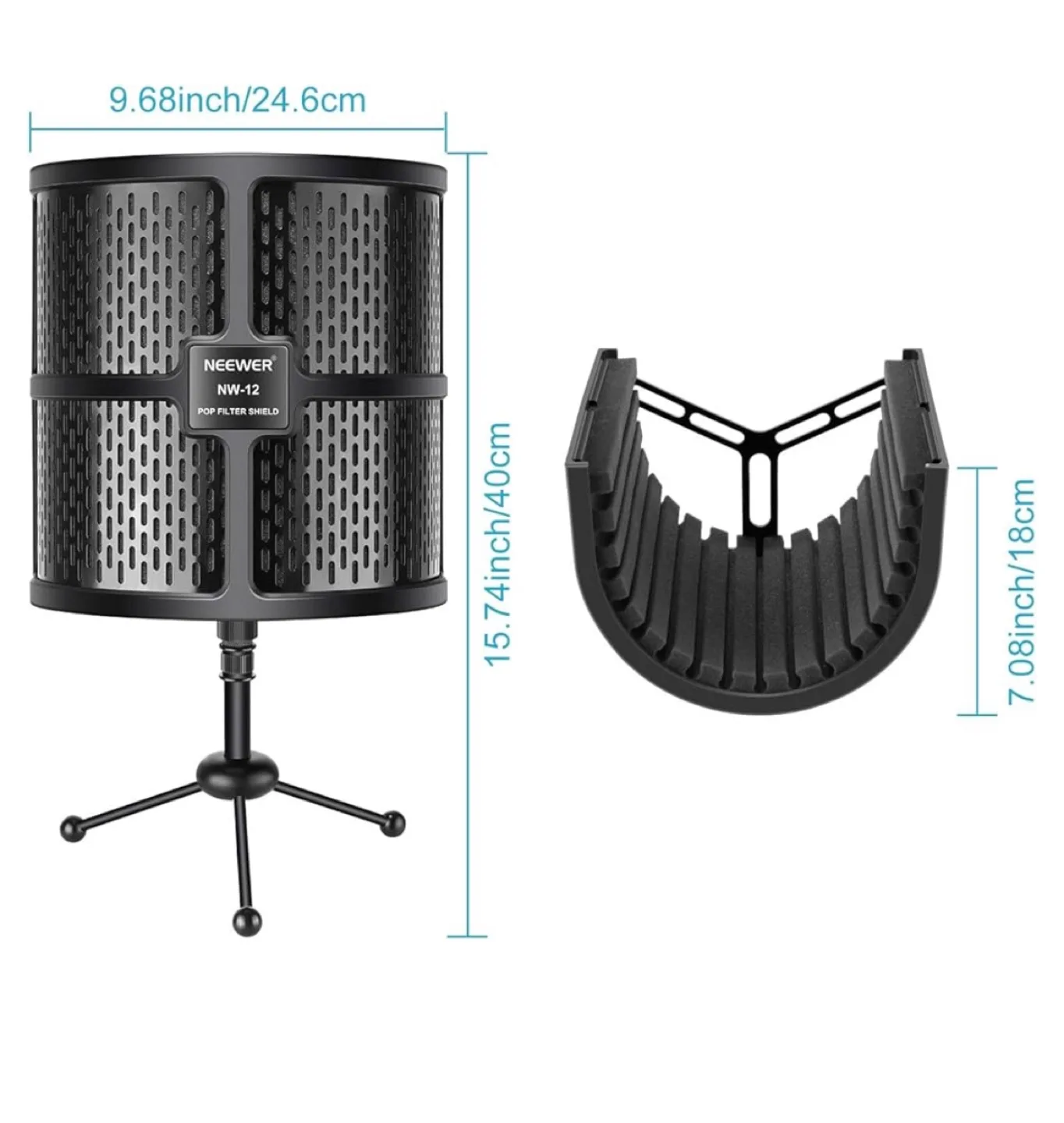 Neewer NW-12 Microphone Isolation Shield with Tripod image indicator(4)