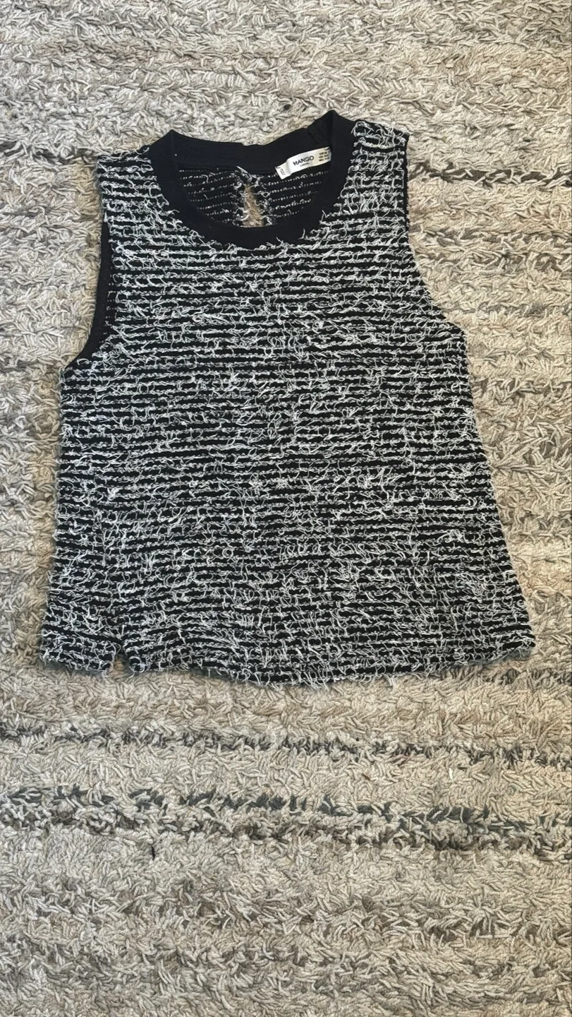 Black and White Mango Sleeveless Sweater thumbnail
