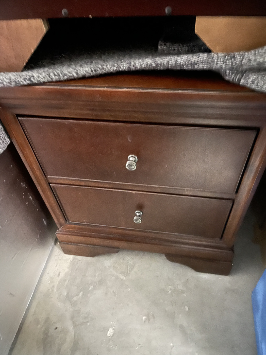 Dark Wood Two-Drawer Nightstand